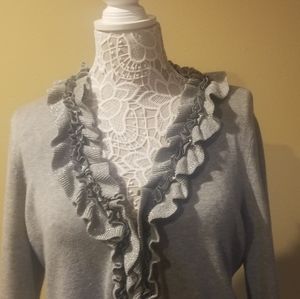Charter Club petite sparkly sweater with ruffle